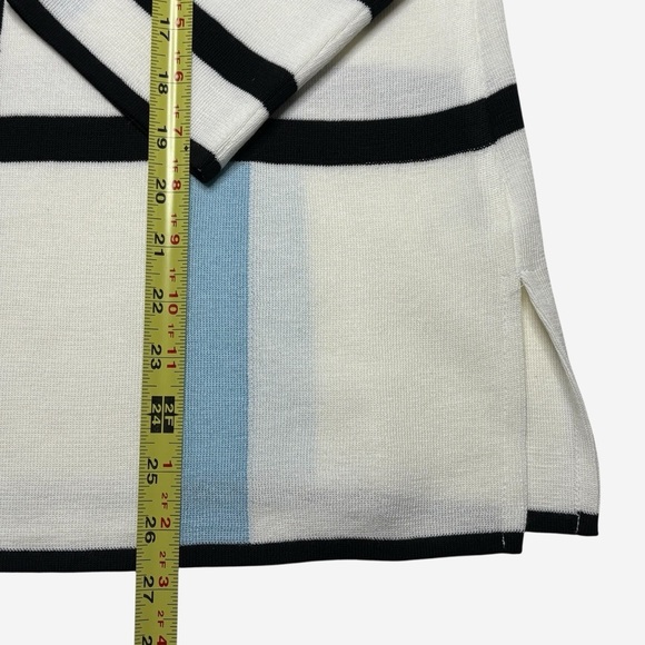 Ming Wang Contrast Piped Blazer Jacket Size S Hook Bar Front Closure 3/4 Sleeve - Picture 8 of 12